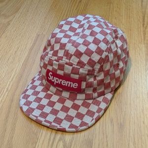 Supreme checkerboard camp cap.